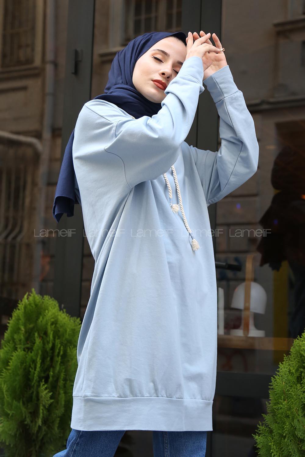 Modalamelif  Kuş Gözlü Düz Sweat Mavi