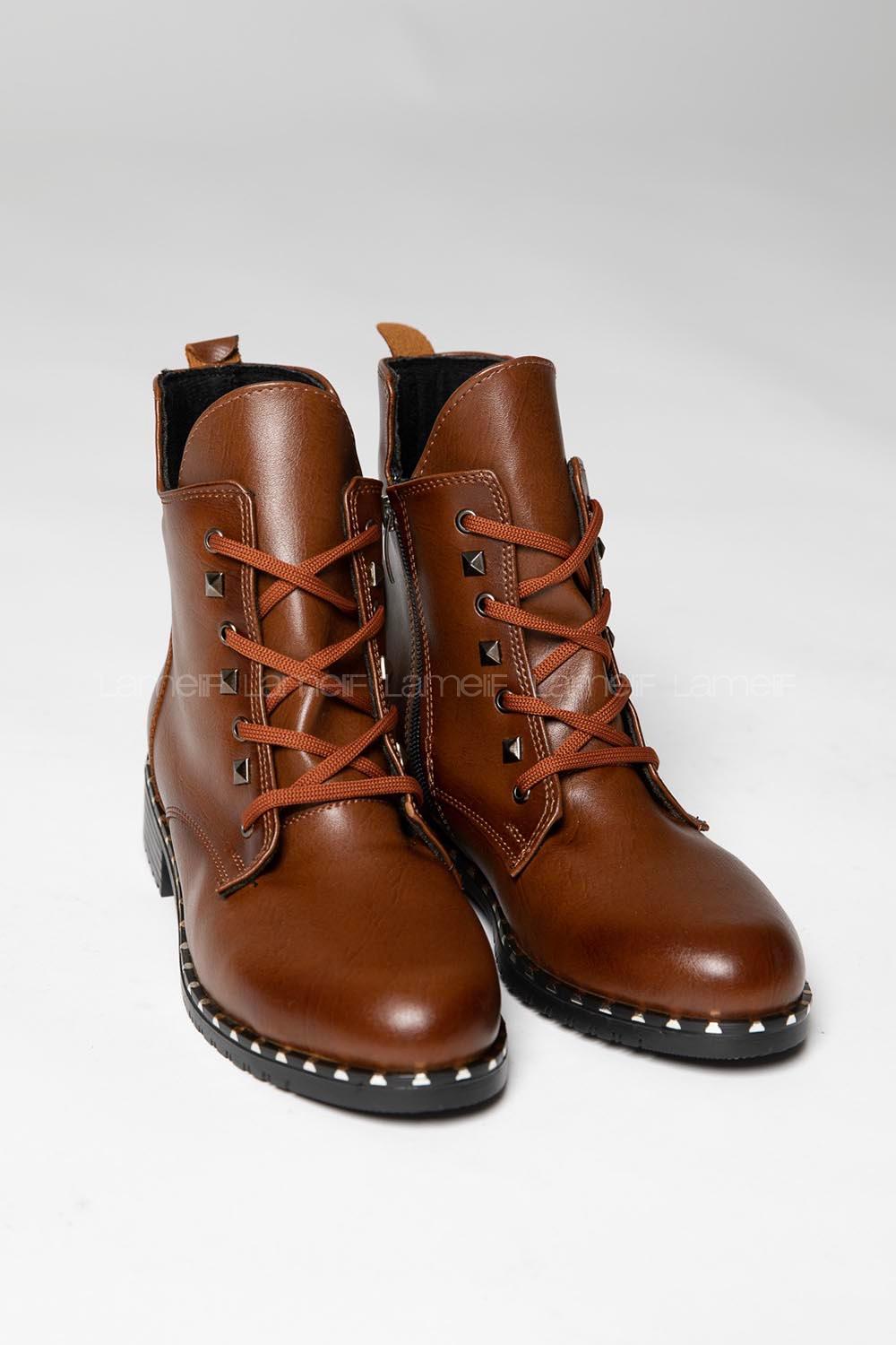 Modalamelif Zımba Detaylı Bilekte Bot Kahve