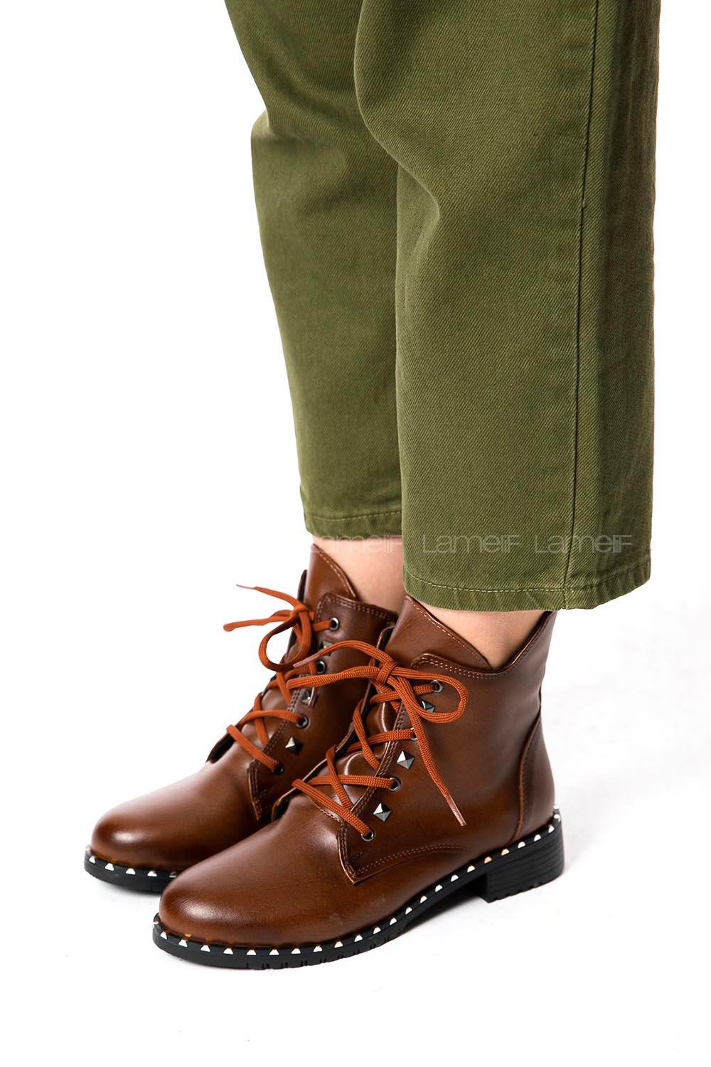 Modalamelif Zımba Detaylı Bilekte Bot Kahve