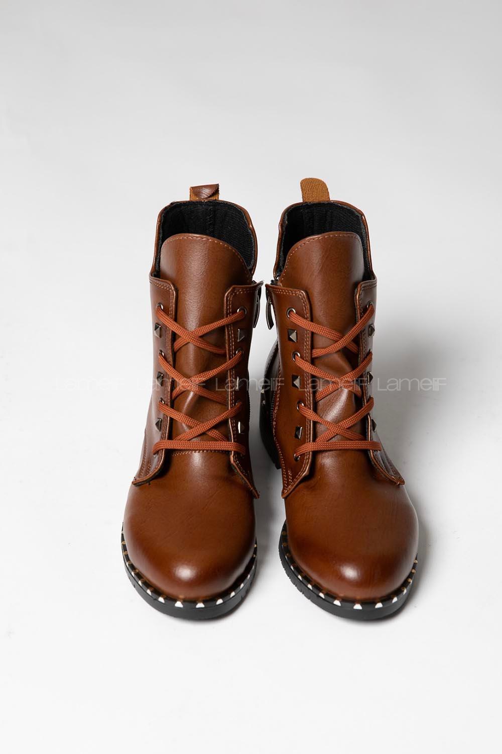 Modalamelif Zımba Detaylı Bilekte Bot Kahve