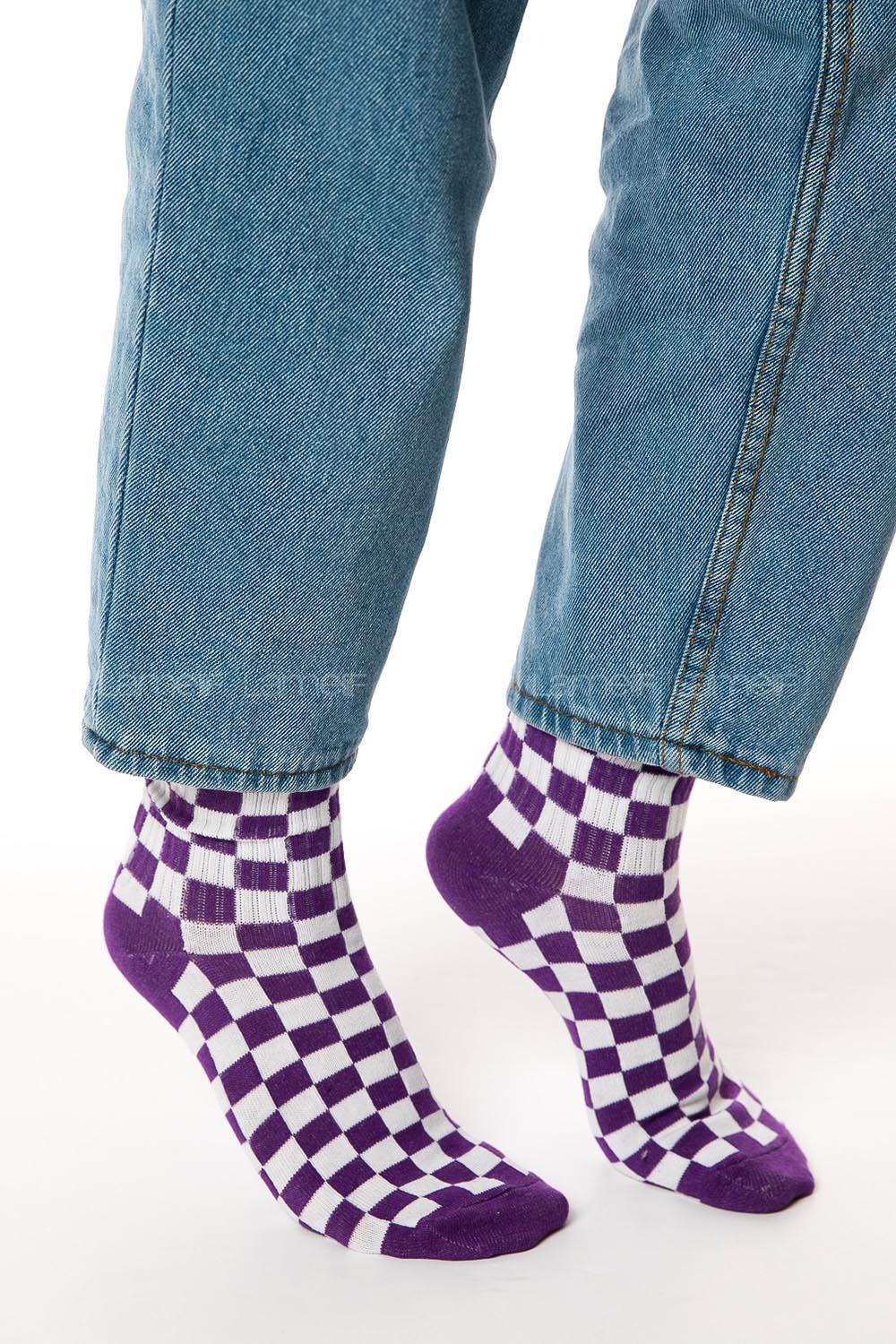 Modalamelif Dama Kareli Mor Çorap