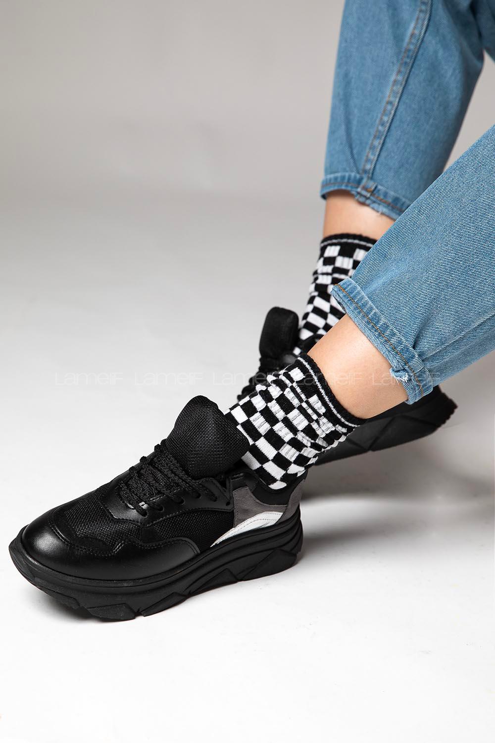 Modalamelif Dama Kareli Siyah Çorap