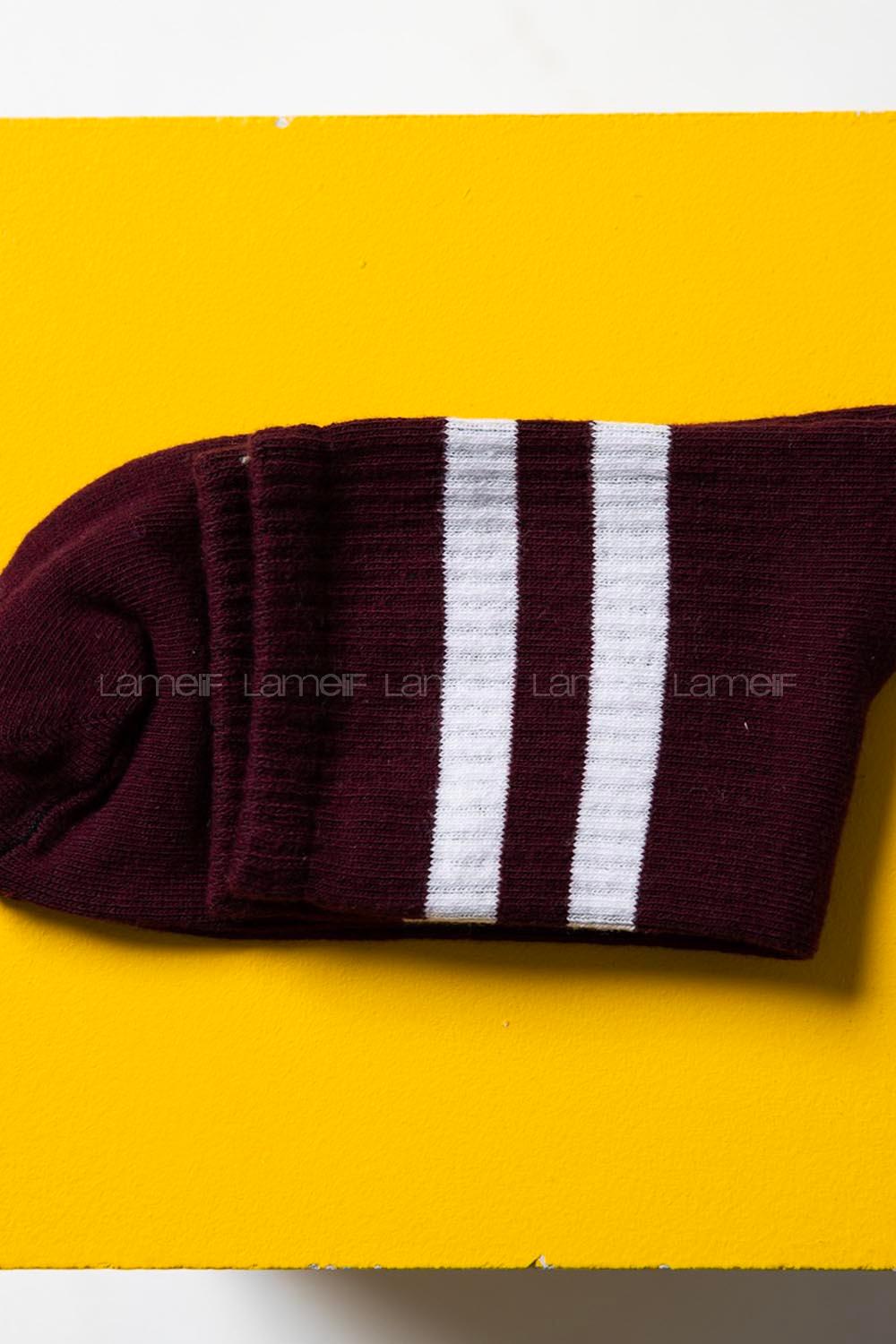 Modalamelif Old Scholl Şeritli Patlıcan Moru Çorap