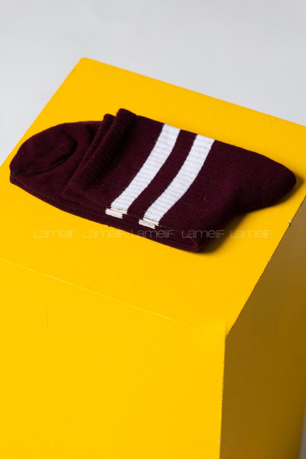 Modalamelif Old Scholl Şeritli Patlıcan Moru Çorap