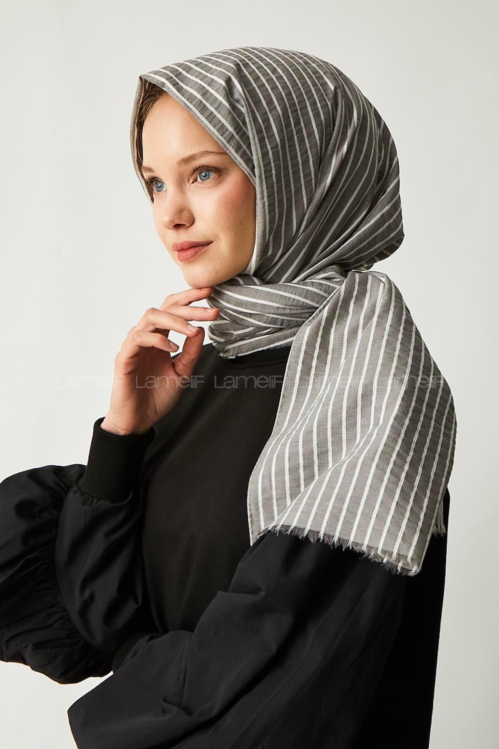 Modalamelif Füme Çizgili Pamuk Şal