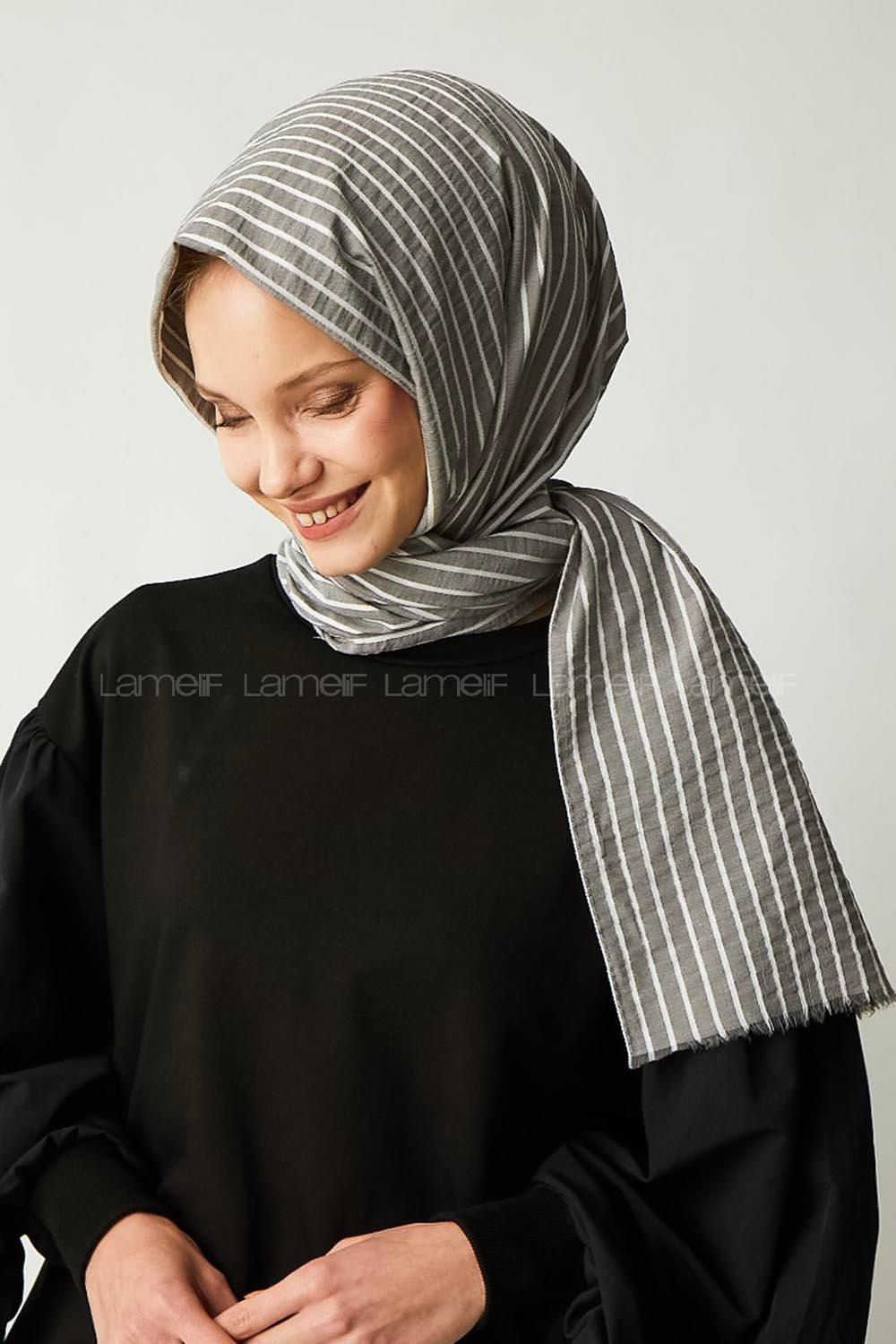 Modalamelif Füme Çizgili Pamuk Şal