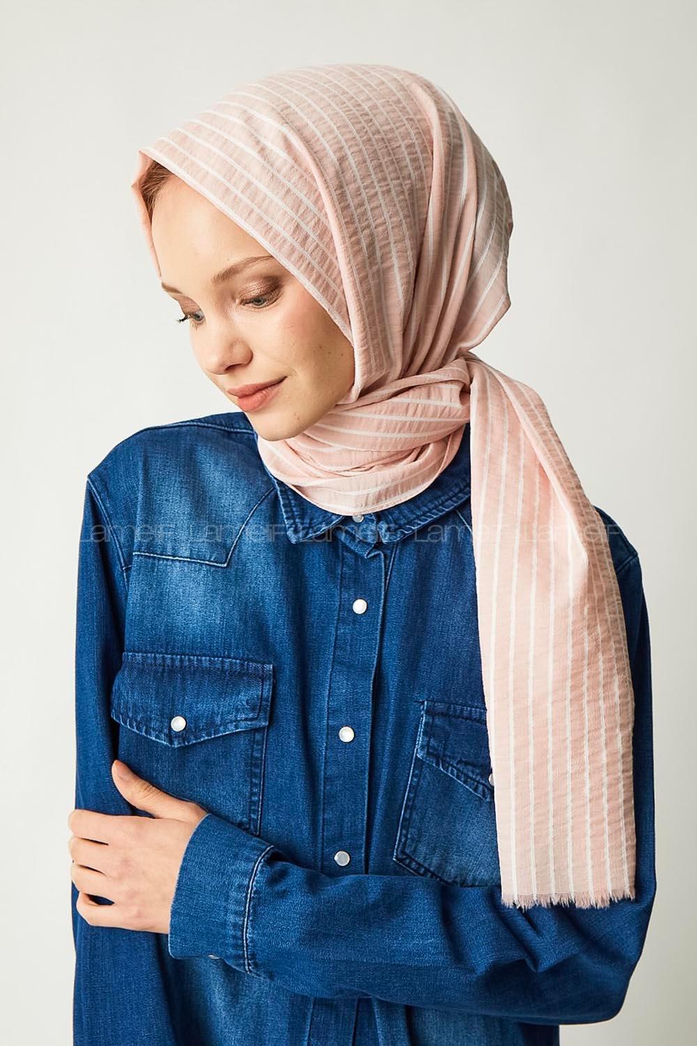 Modalamelif Pudra Çizgili Pamuk Şal