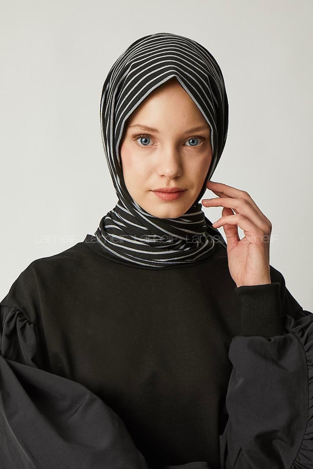 Modalamelif Siyah Çizgili Pamuk Şal