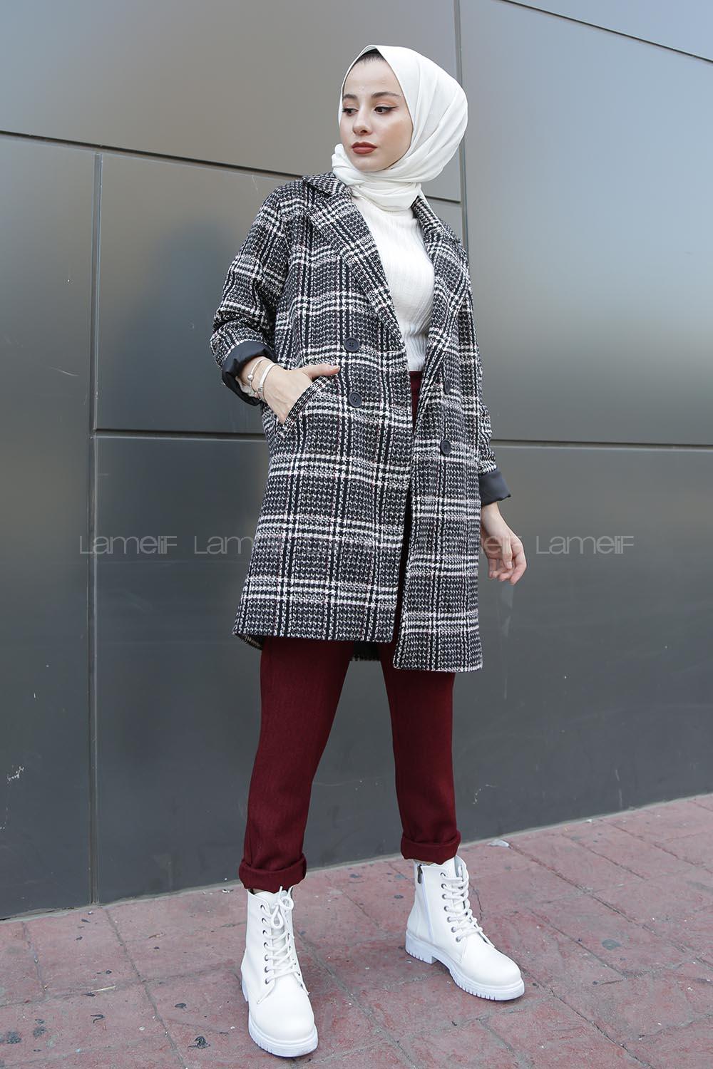 Modalamelif Kuruvaze Ekose Ceket Siyah