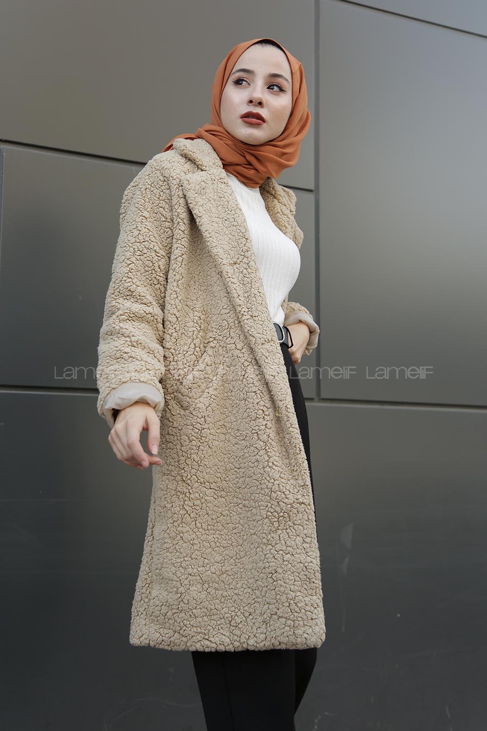 Modalamelif Peluş Astarlı Kaban Taş Rengi