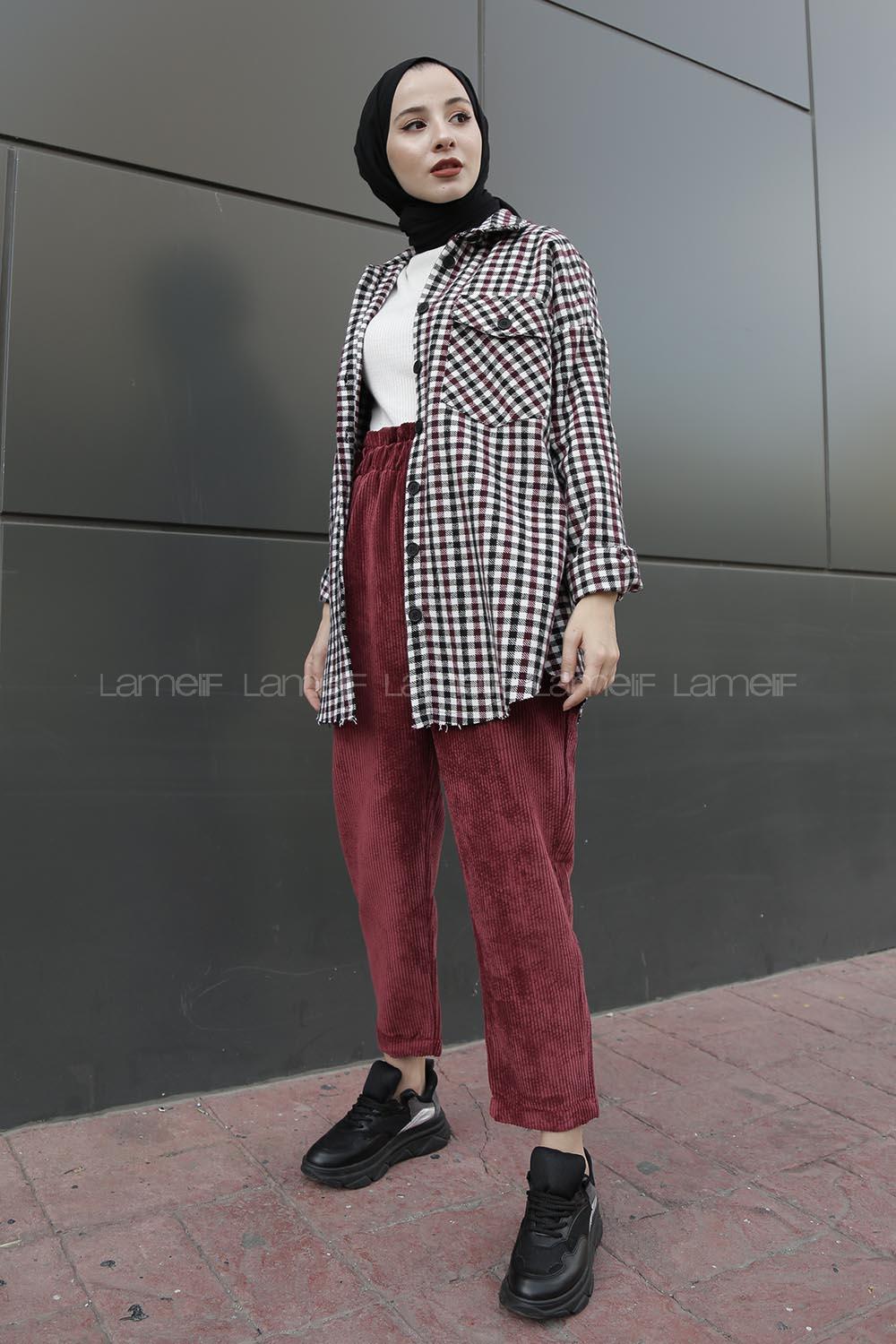 Modalamelif Pötikare Desen Gömlek Siyah Kırmızı