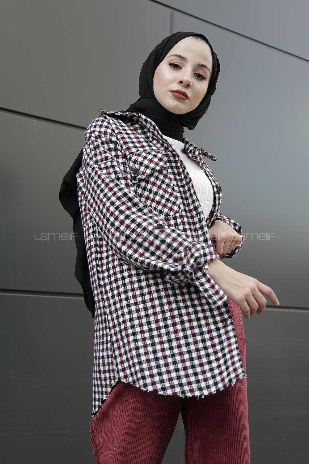 Modalamelif Pötikare Desen Gömlek Siyah Kırmızı