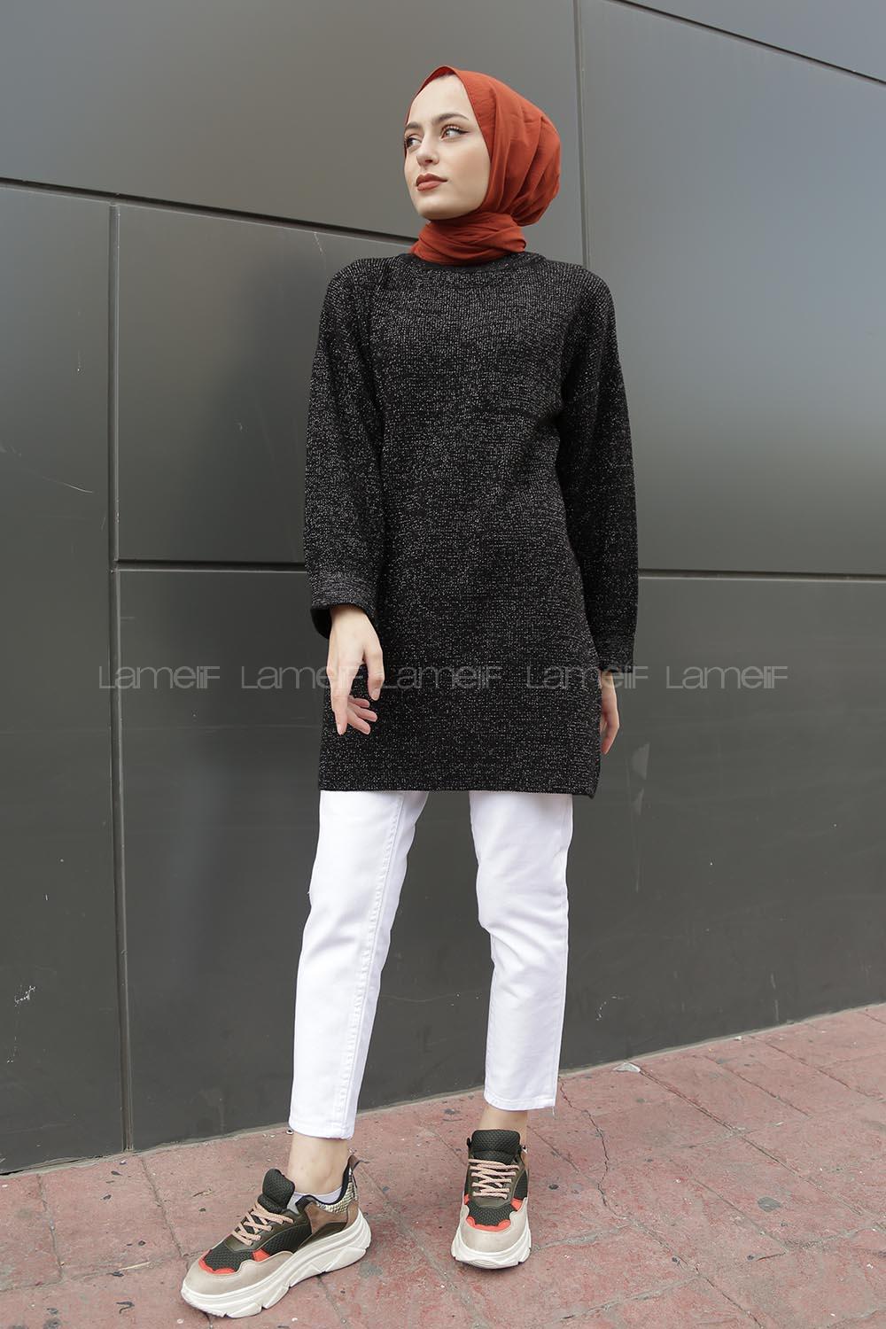 Modalamelif Yarım Boğazlı Triko Tunik Siyah