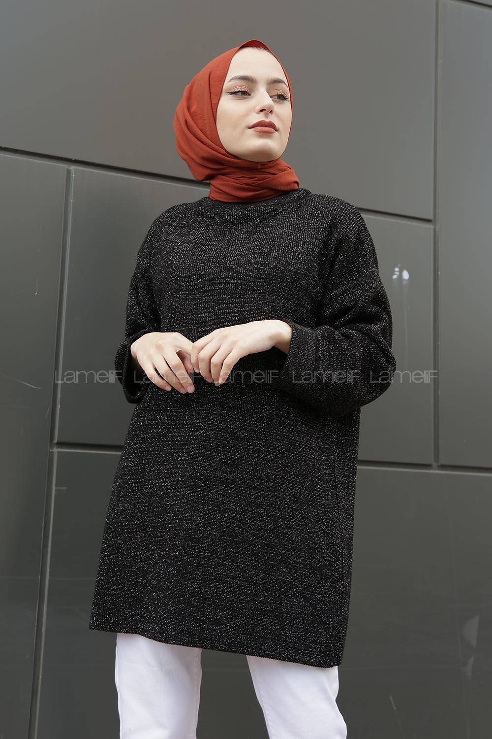 Modalamelif Yarım Boğazlı Triko Tunik Siyah