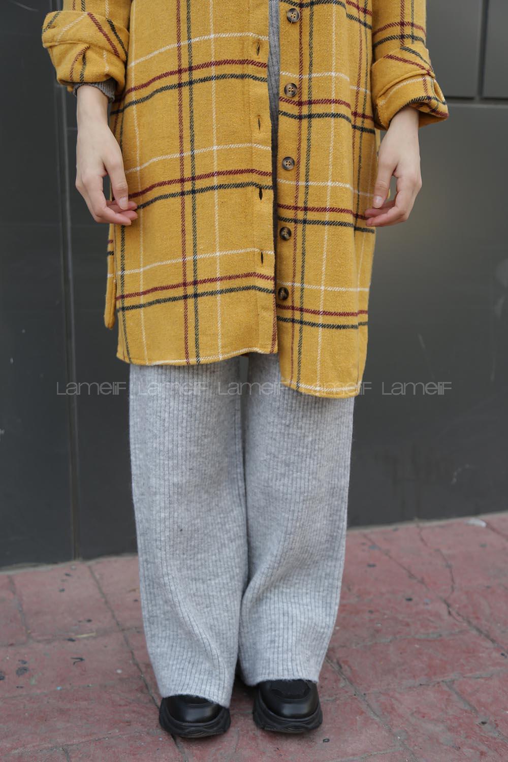 Modalamelif Beli Lastikli Triko Pantolon Gri