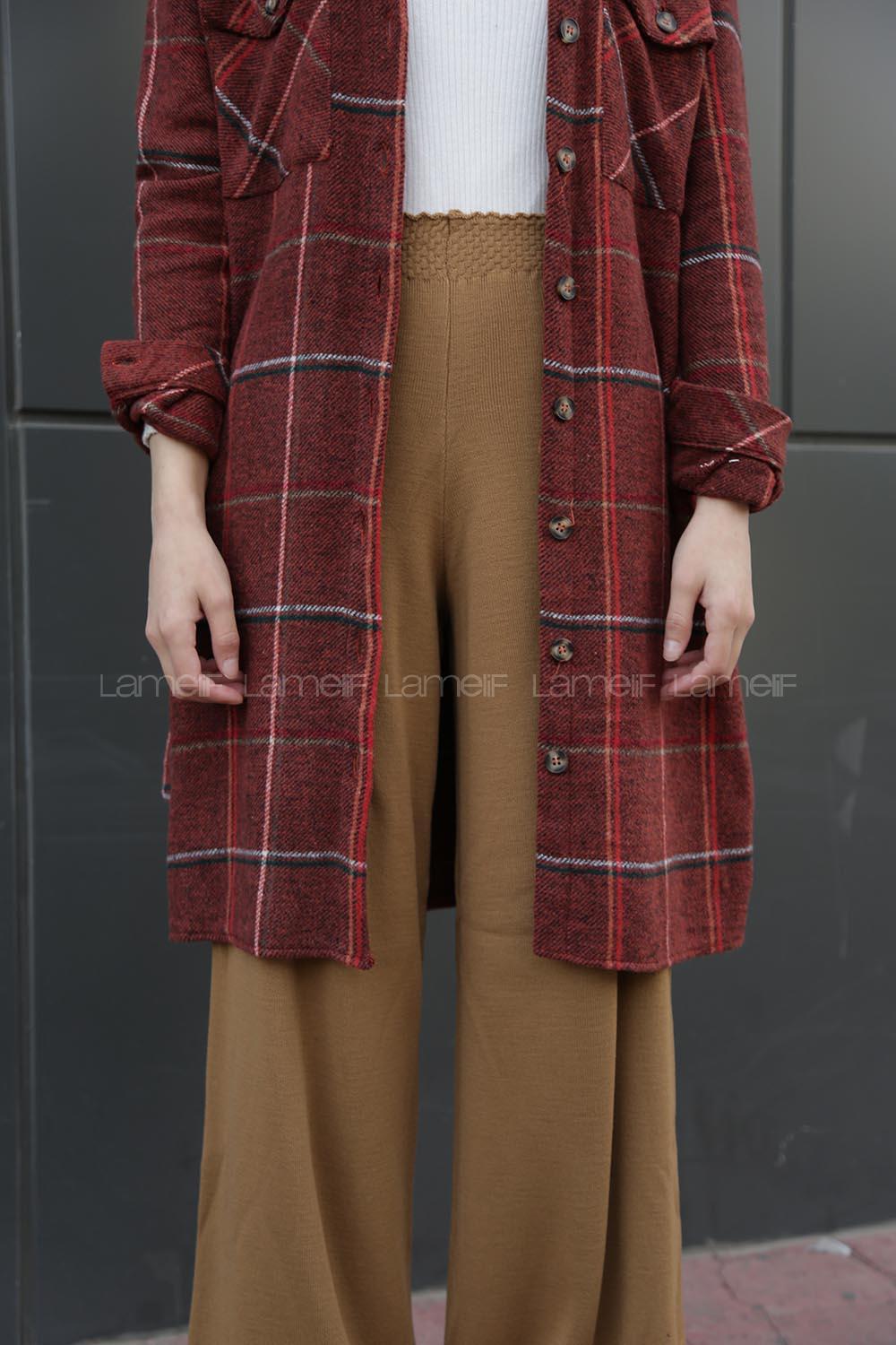 Modalamelif Beli Lastikli Triko Pantolon Sütlü Kahve