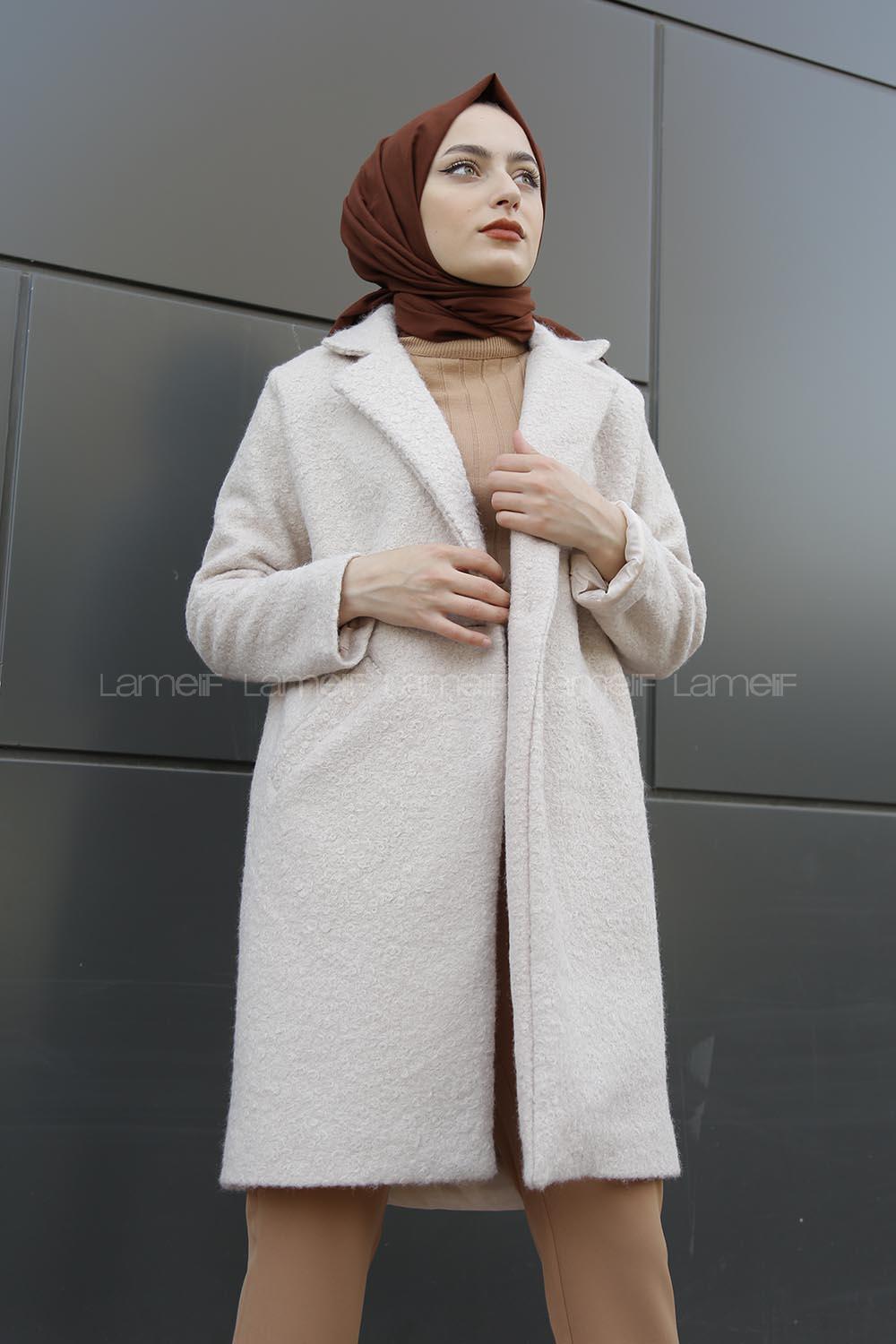 Modalamelif Ponpon Desenli Kaban Bej