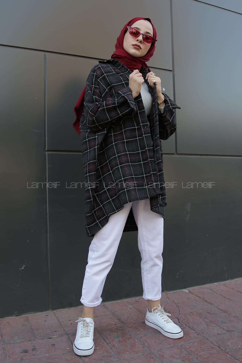 Modalamelif Tek Cepli Ekose Oduncu Gömlek Füme