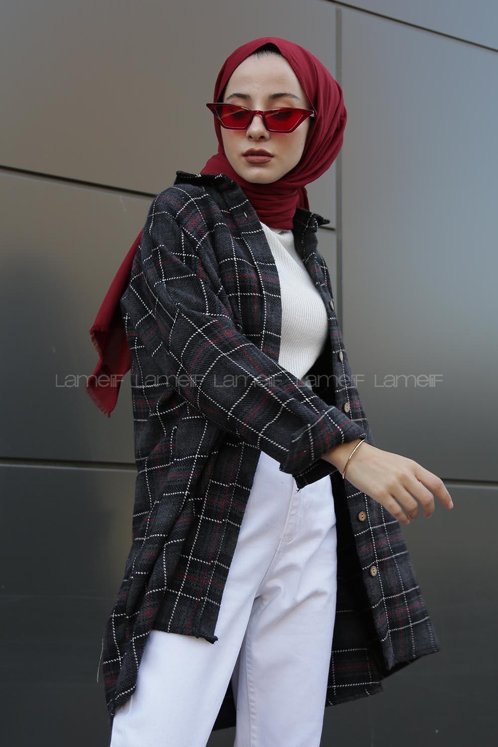 Modalamelif Tek Cepli Ekose Oduncu Gömlek Füme