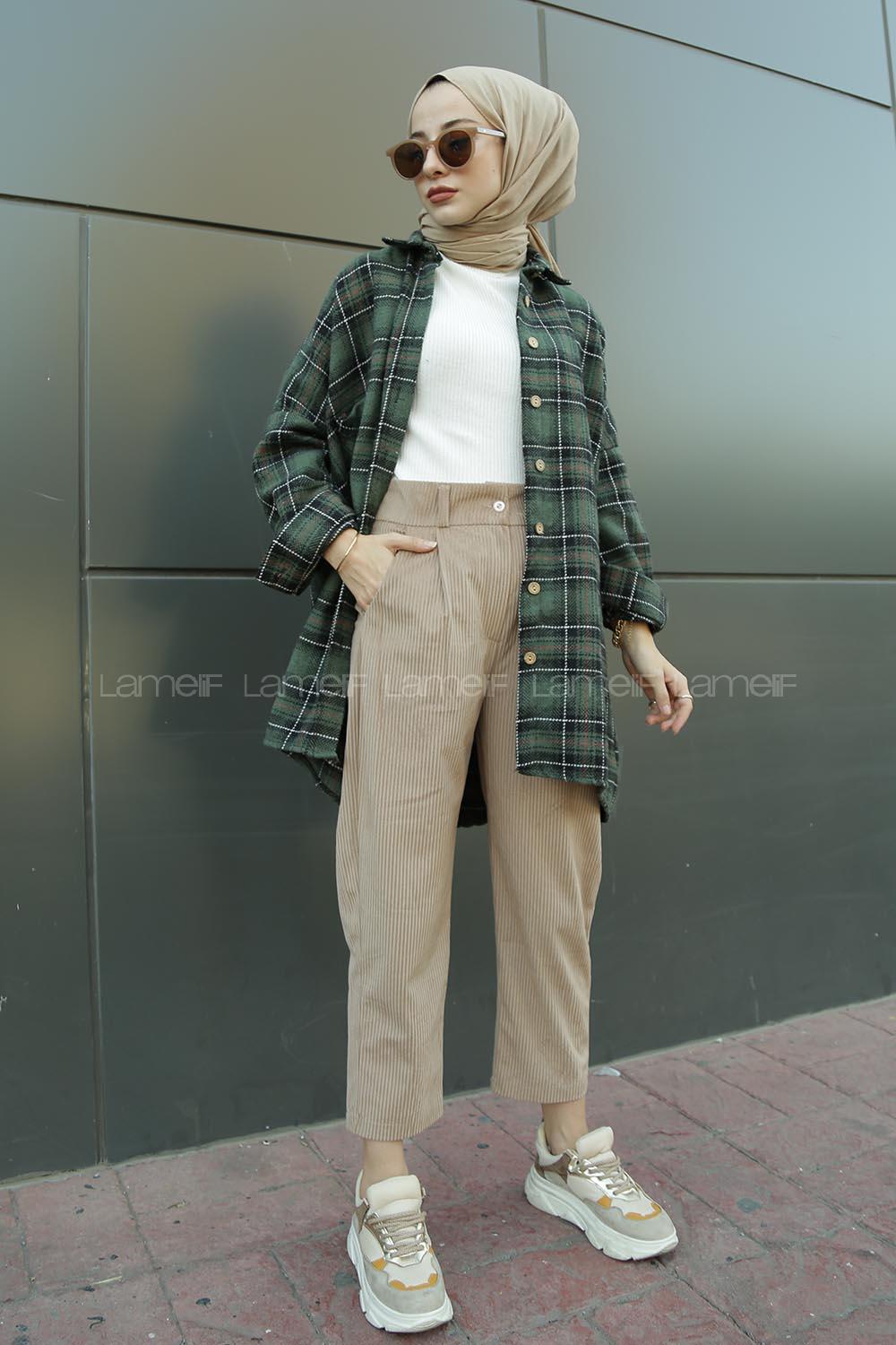 Modalamelif Tek Cepli Ekose Oduncu Gömlek Haki