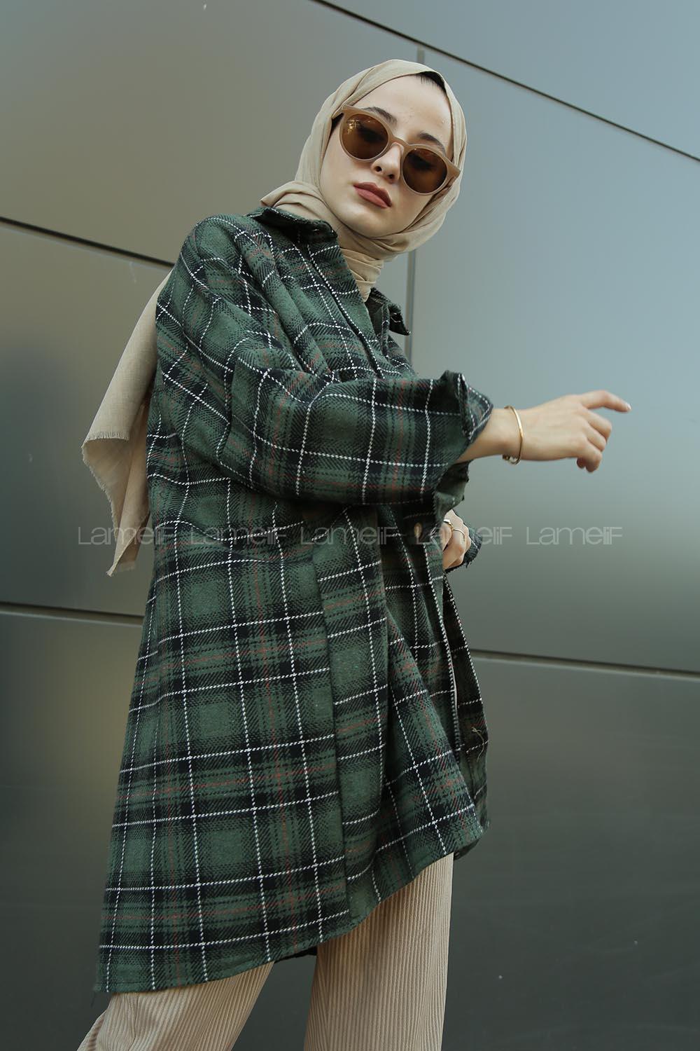 Modalamelif Tek Cepli Ekose Oduncu Gömlek Haki