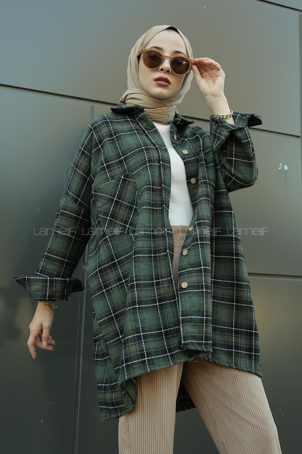 Modalamelif Tek Cepli Ekose Oduncu Gömlek Haki