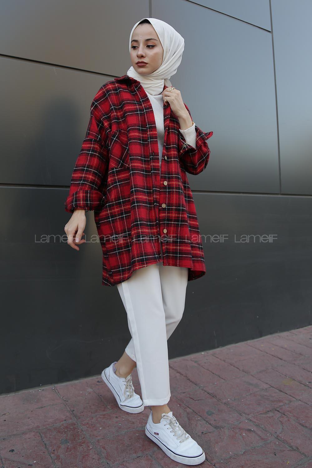 Modalamelif Tek Cepli Ekose Oduncu Gömlek Kırmızı