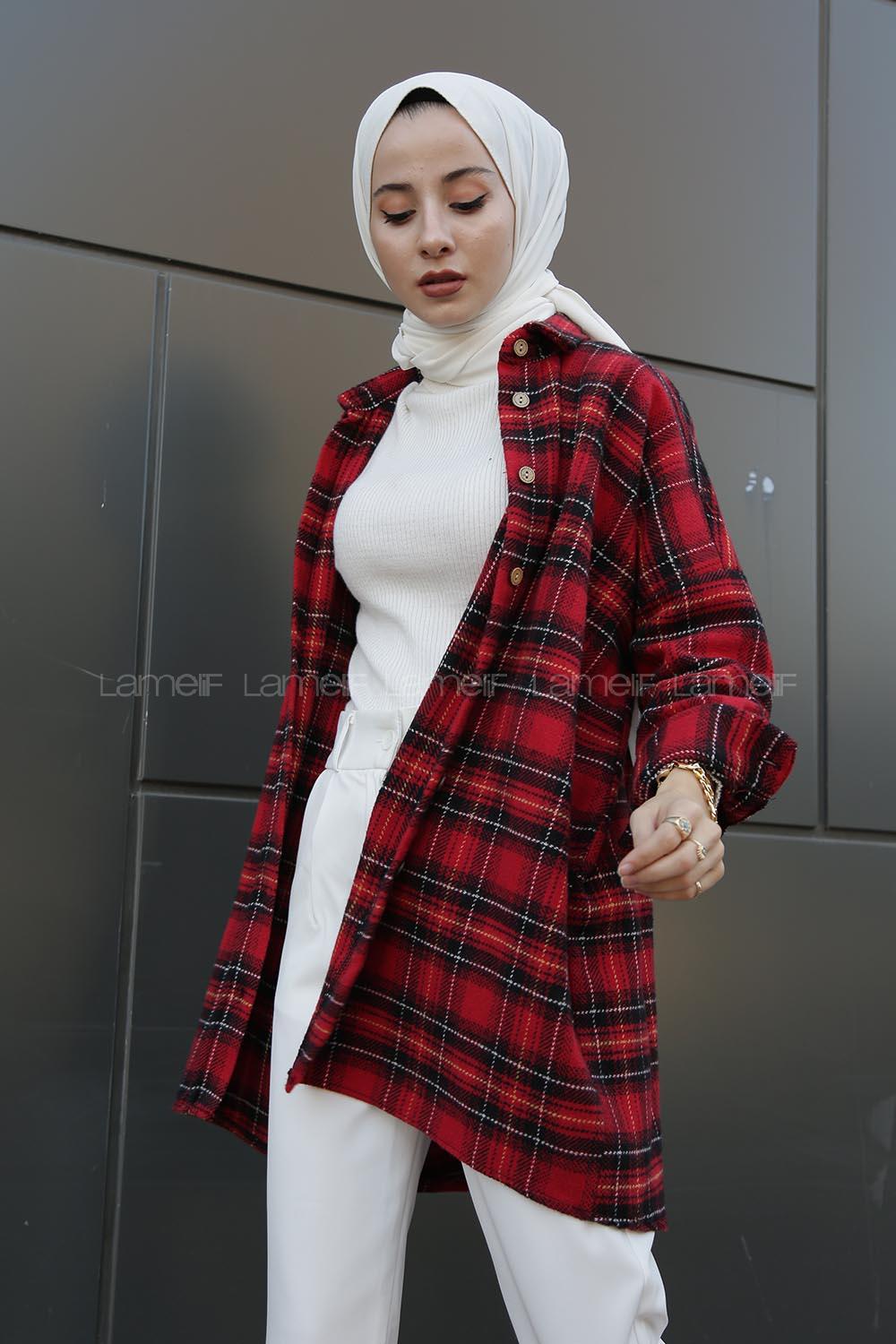 Modalamelif Tek Cepli Ekose Oduncu Gömlek Kırmızı