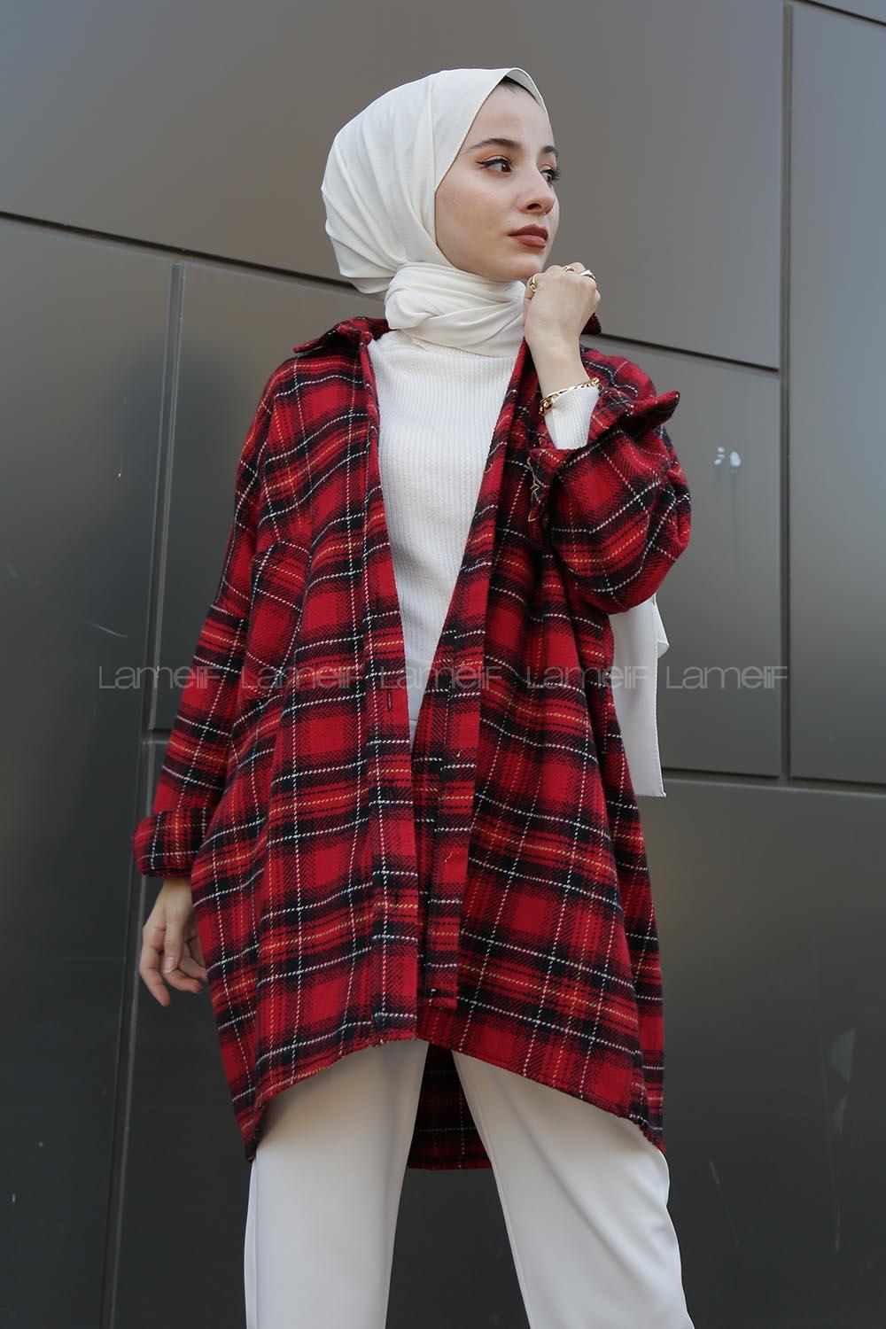 Modalamelif Tek Cepli Ekose Oduncu Gömlek Kırmızı