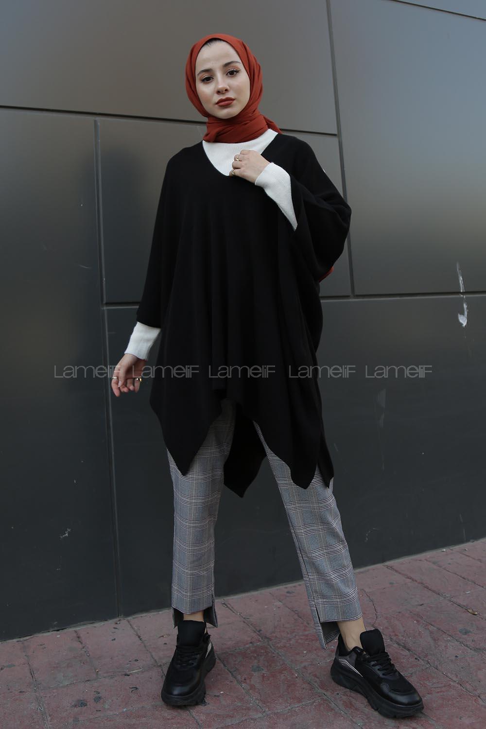 Modalamelif V Yaka triko Panço Siyah