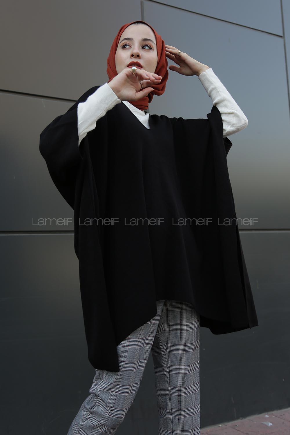 Modalamelif V Yaka triko Panço Siyah