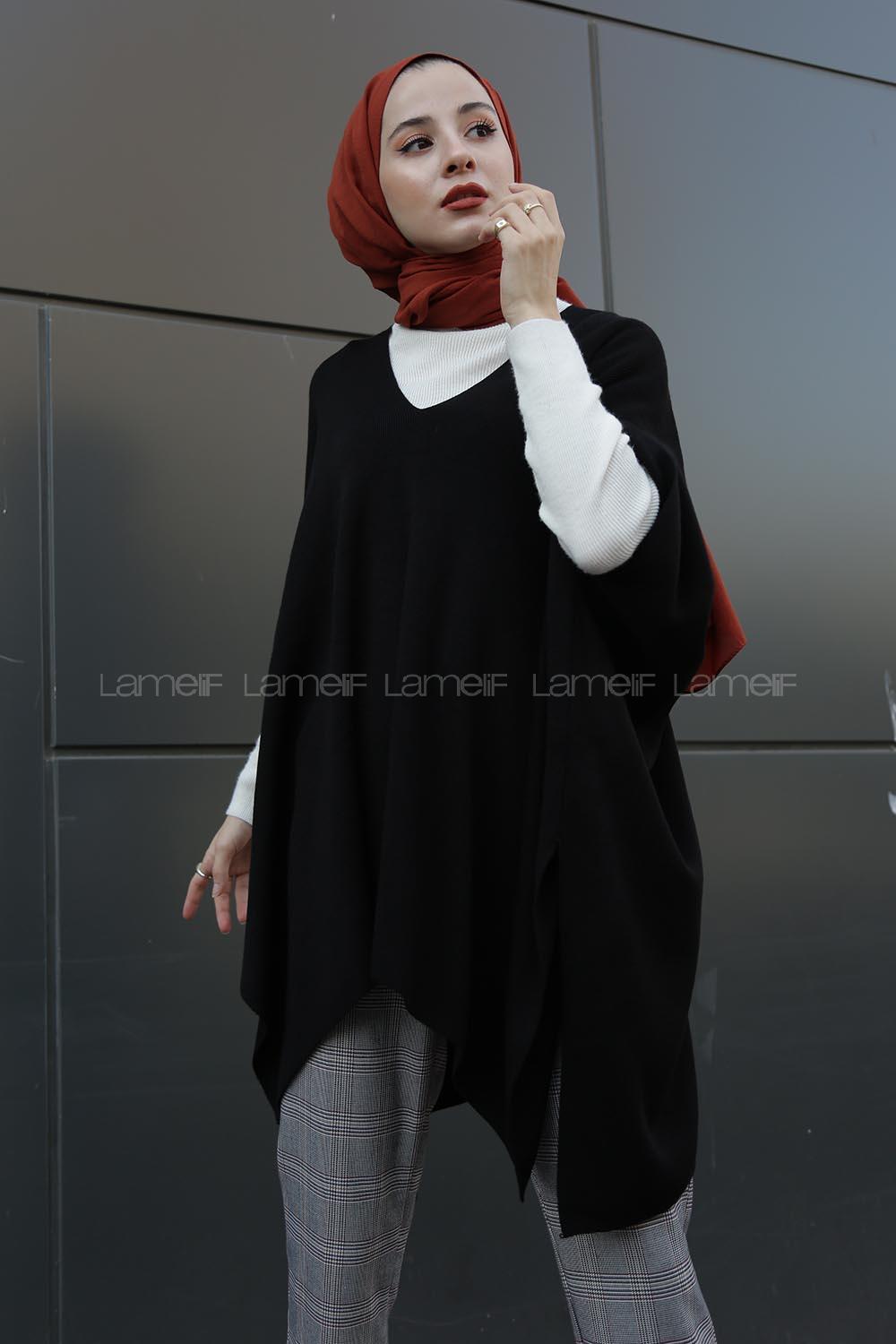 Modalamelif V Yaka triko Panço Siyah