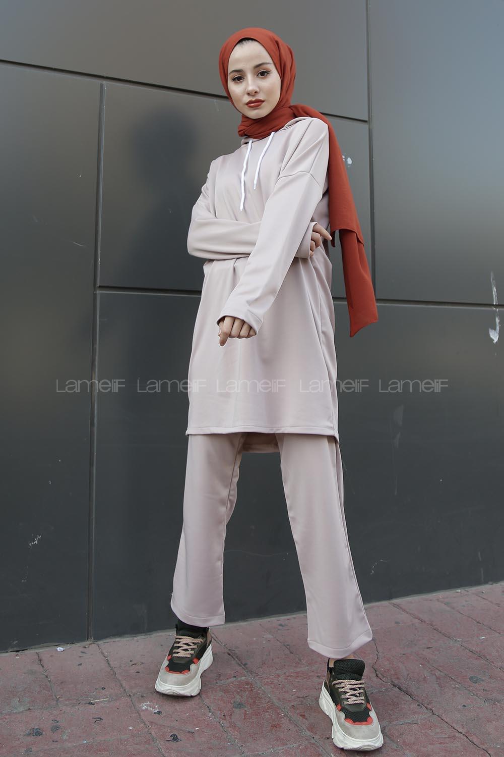 Modalamelif Sucuba Kapşonlu Takım  Taş Rengi