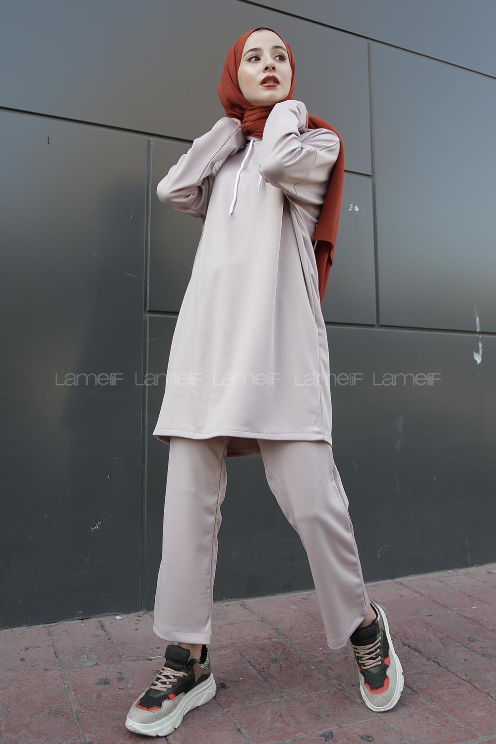 Modalamelif Sucuba Kapşonlu Takım  Taş Rengi