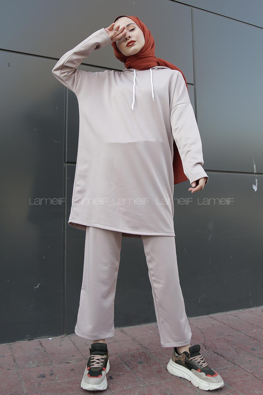 Modalamelif Sucuba Kapşonlu Takım  Taş Rengi