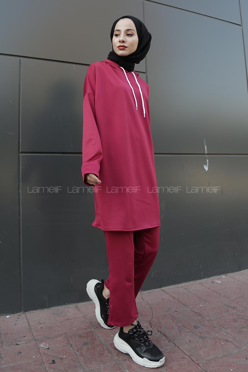 Modalamelif Sucuba Kapşonlu Takım  Vişne