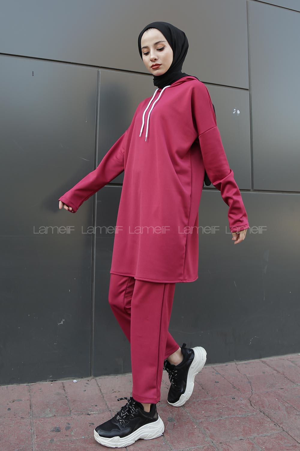 Modalamelif Sucuba Kapşonlu Takım  Vişne