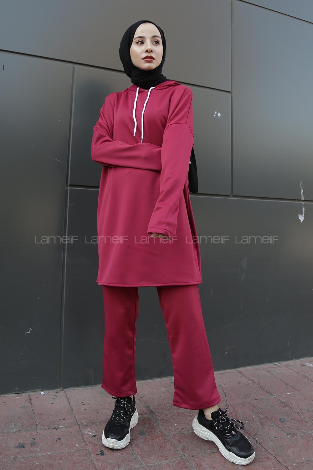 Modalamelif Sucuba Kapşonlu Takım  Vişne