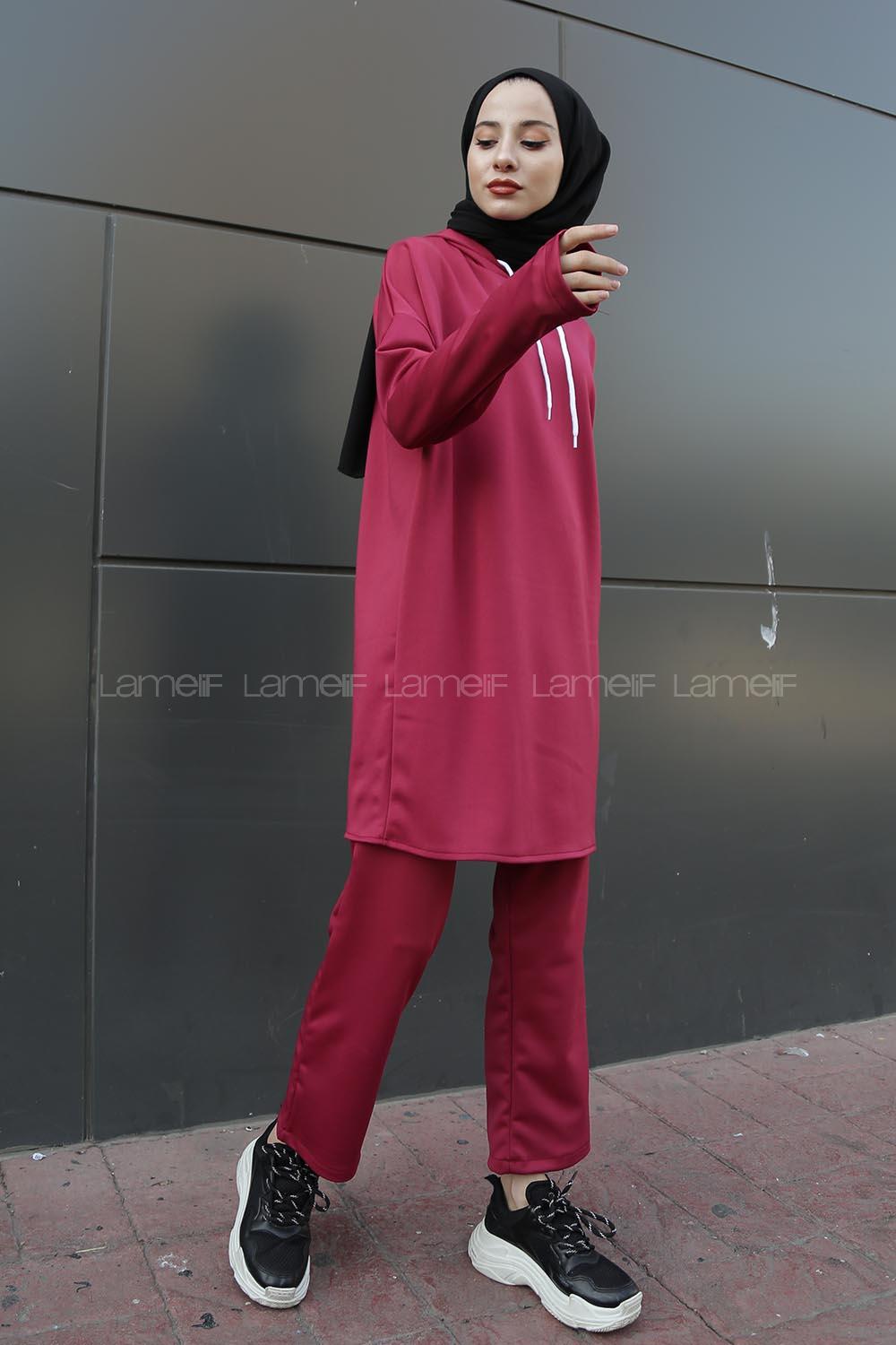 Modalamelif Sucuba Kapşonlu Takım  Vişne