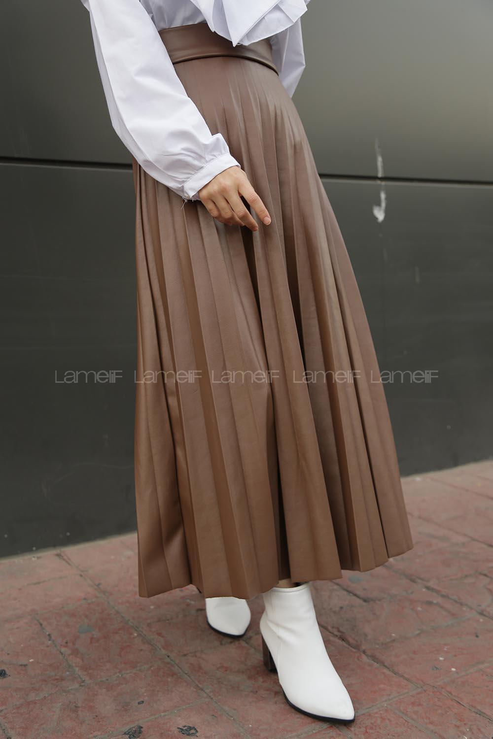 Modalamelif Kahverengi Renk Deri Etek