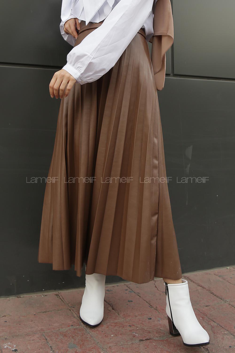 Modalamelif Kahverengi Renk Deri Etek