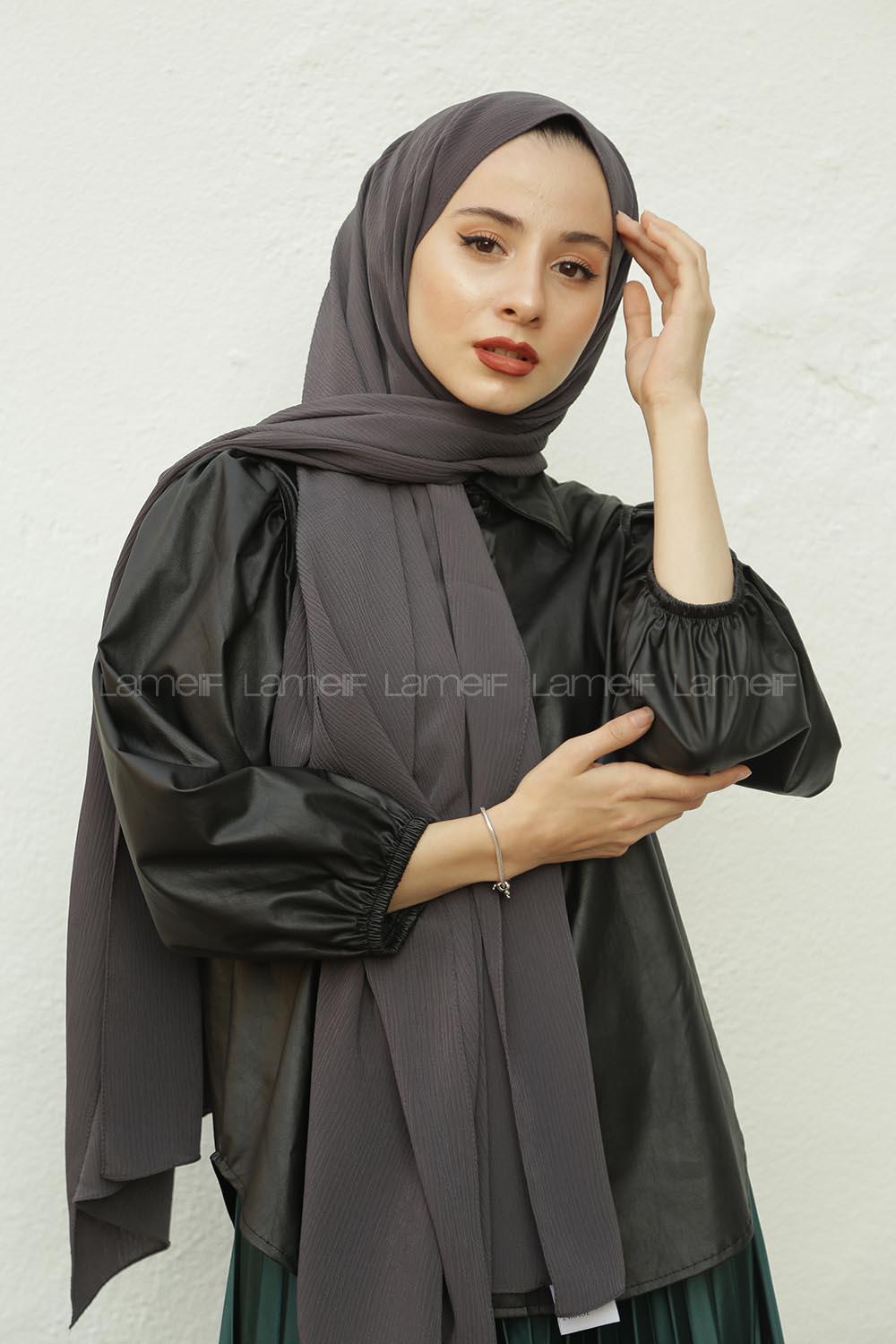 Modalamelif Antrasit Krınkıl Medine İpeği Şal