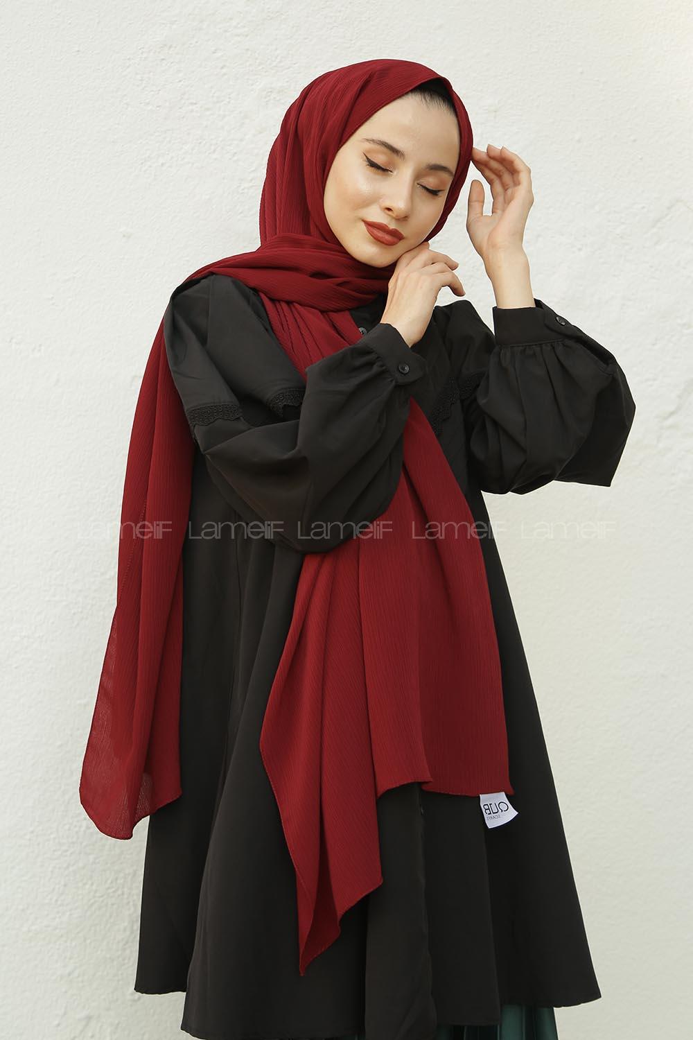 Modalamelif Bordo Krınkıl Medine İpeği Şal