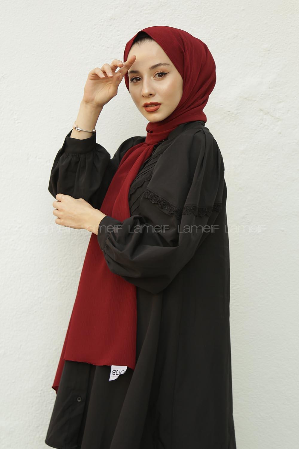 Modalamelif Bordo Krınkıl Medine İpeği Şal