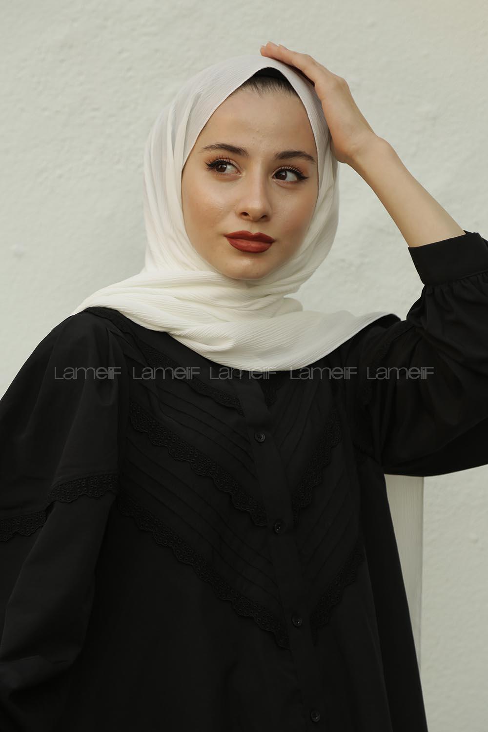 Modalamelif Ekru Krınkıl Medine İpeği Şal