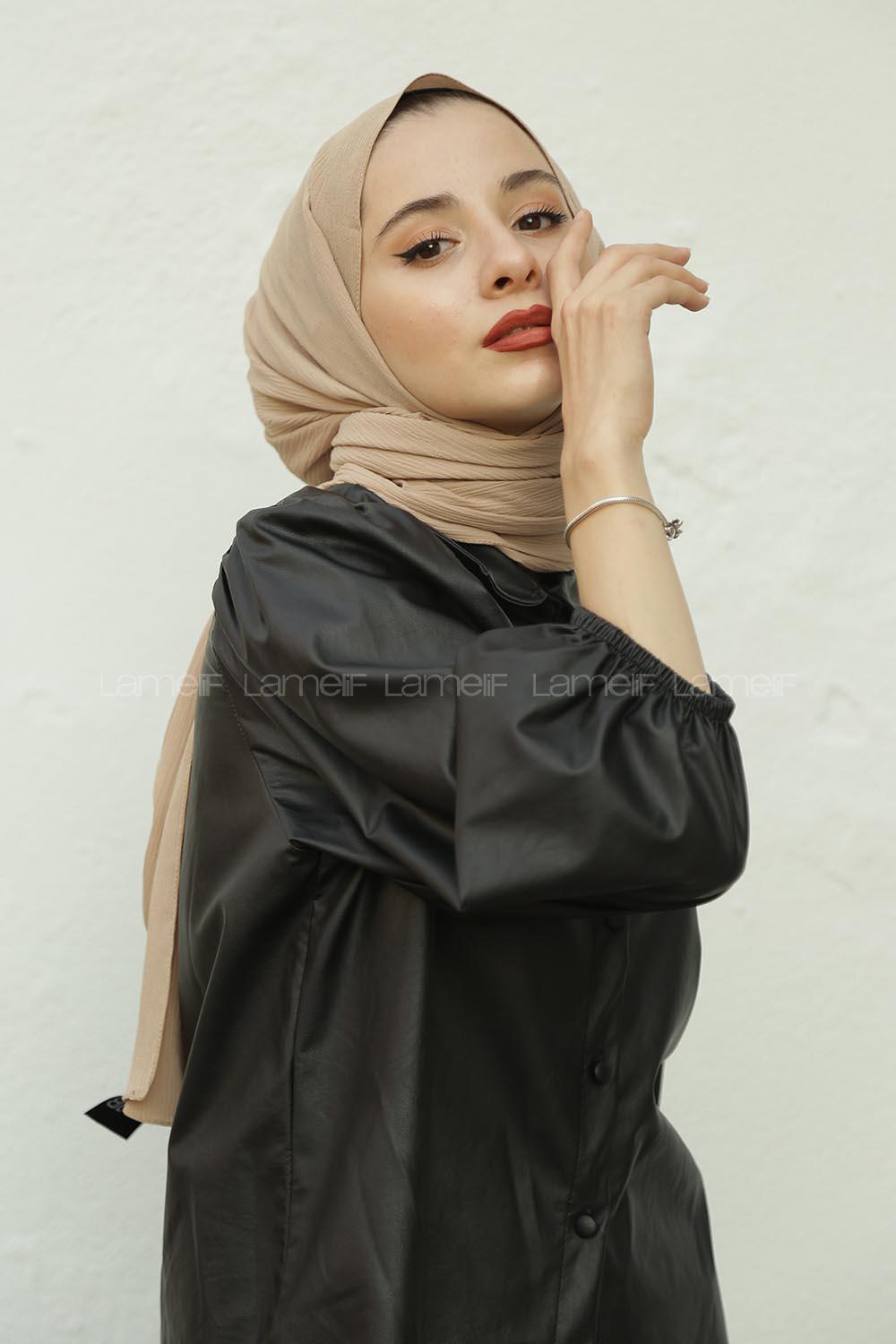 Modalamelif Toprak Rengi Krınkıl Medine İpeği Şal