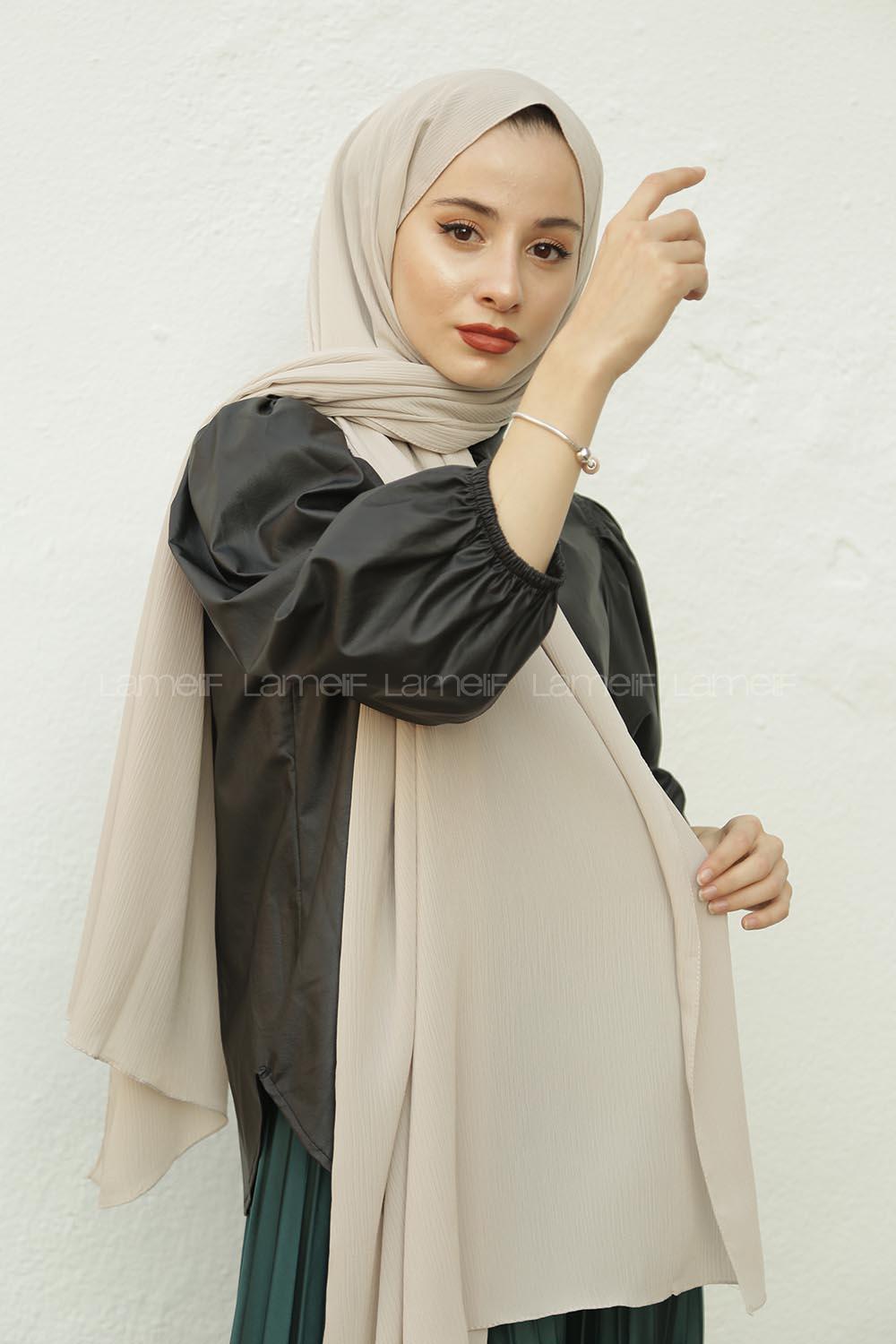 Modalamelif Vizonrengi Krınkıl Medine İpeği Şal