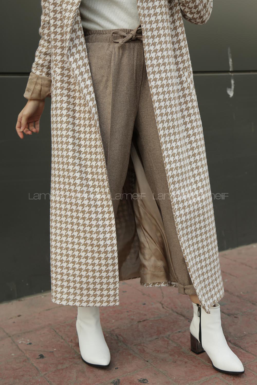 Modalamelif  Beli Lastikli Kaşe  Pantolon  Vizonrengi