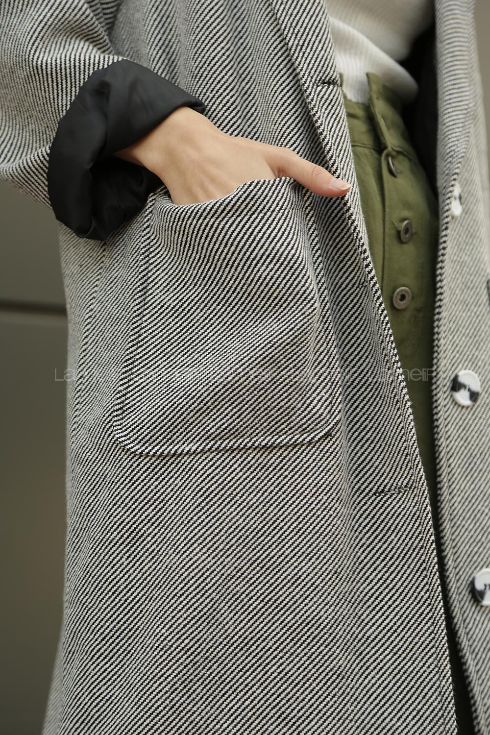 Modalamelif Düşük Kol Uzun Kaban Gri