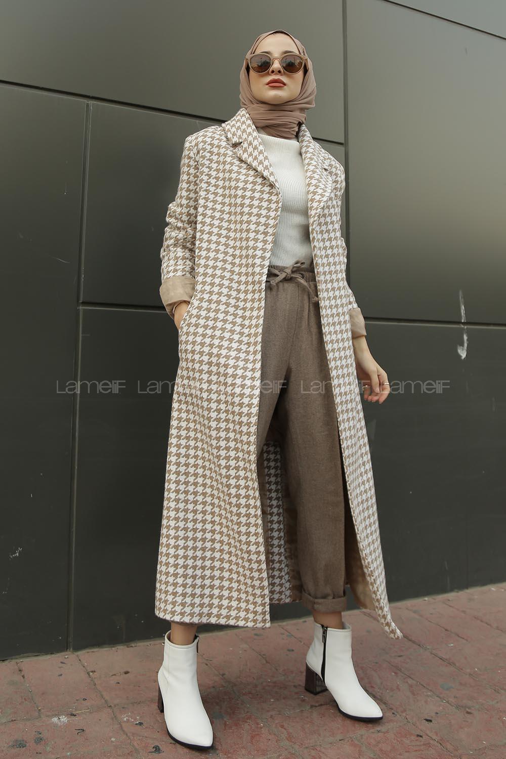 Modalamelif Kazayğı Desenli Kaban Bej